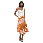 Orange Viscose Long Skirt