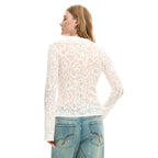Cream Viscose Long Sleeve T-Shirt