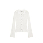 Cream Viscose Long Sleeve T-Shirt