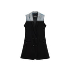 Black Polyester Midi Dress