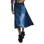 Blue Cotton Long Skirt