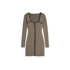 Brown Viscose Midi Dress