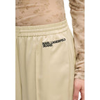Beige Polyester Joggers (Workout Pants)