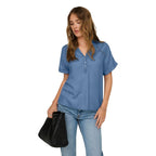 Blue Lyocell Shortsleeve Shirt