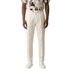 Beige Cotton Casual Pants