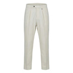 Beige Cotton Casual Pants