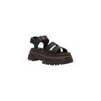 Black Leather Flat Sandals