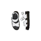 White Leather Strap-On Sandals