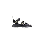 Black Leather Flat Sandals