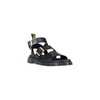 Black Leather Flat Sandals