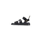 Black Leather Flat Sandals
