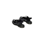Black Leather Flat Sandals