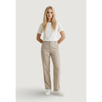 Beige Viscose Casual Pants