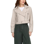 Beige Recycled Polyester Biker Jacket