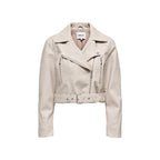 Beige Recycled Polyester Biker Jacket