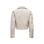 Beige Recycled Polyester Biker Jacket