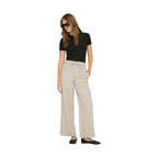 Cream Cotton Flared Pants
