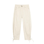 Beige Cotton Casual Pants