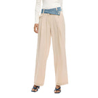 Beige Viscose Flared Pants