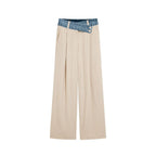 Beige Viscose Flared Pants