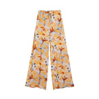 Orange Viscose Casual Pants