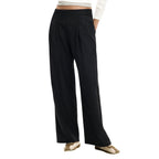 Black Polyester Casual Pants