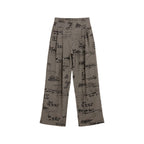 Gray Polyester Casual Pants