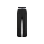 Black Polyester Casual Pants