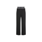 Black Polyester Casual Pants