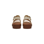 Beige Leather Platform Sandals