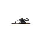 Black Leather Flat Sandals