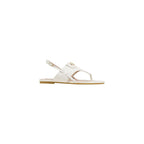 White Leather Flat Sandals