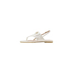 White Leather Flat Sandals