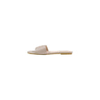 Beige Leather Flat Sandals