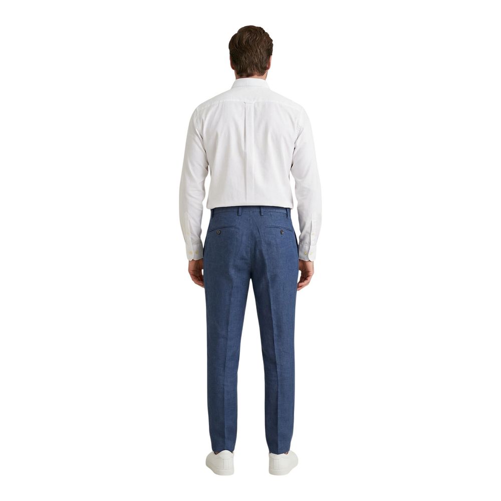 Blue Linen Casual Pants