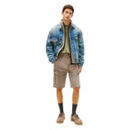 Beige Recycled Cotton Cargo Shorts