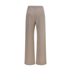 Beige Cotton Casual Pants