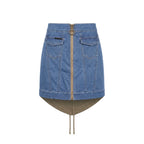 Blue Cotton Women Skirt