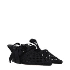 Black Fabric Strap-On Sandals