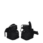 Black Fabric Strap-On Sandals