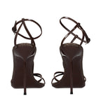 Brown Leather Stiletto Heel Sandals