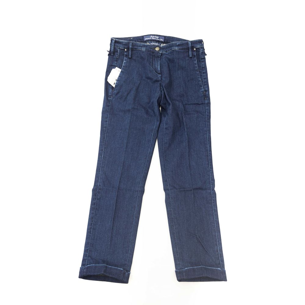 Blue Cotton Women Pant