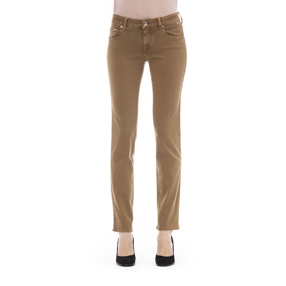 Beige Cotton Women Jeans