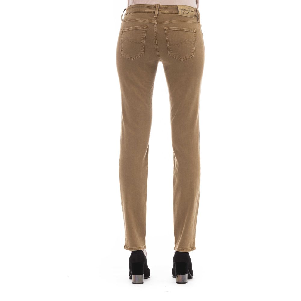 Beige Cotton Women Jeans