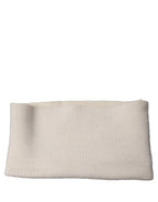 Men White Polyester Knitted Neck Warmer Scarf