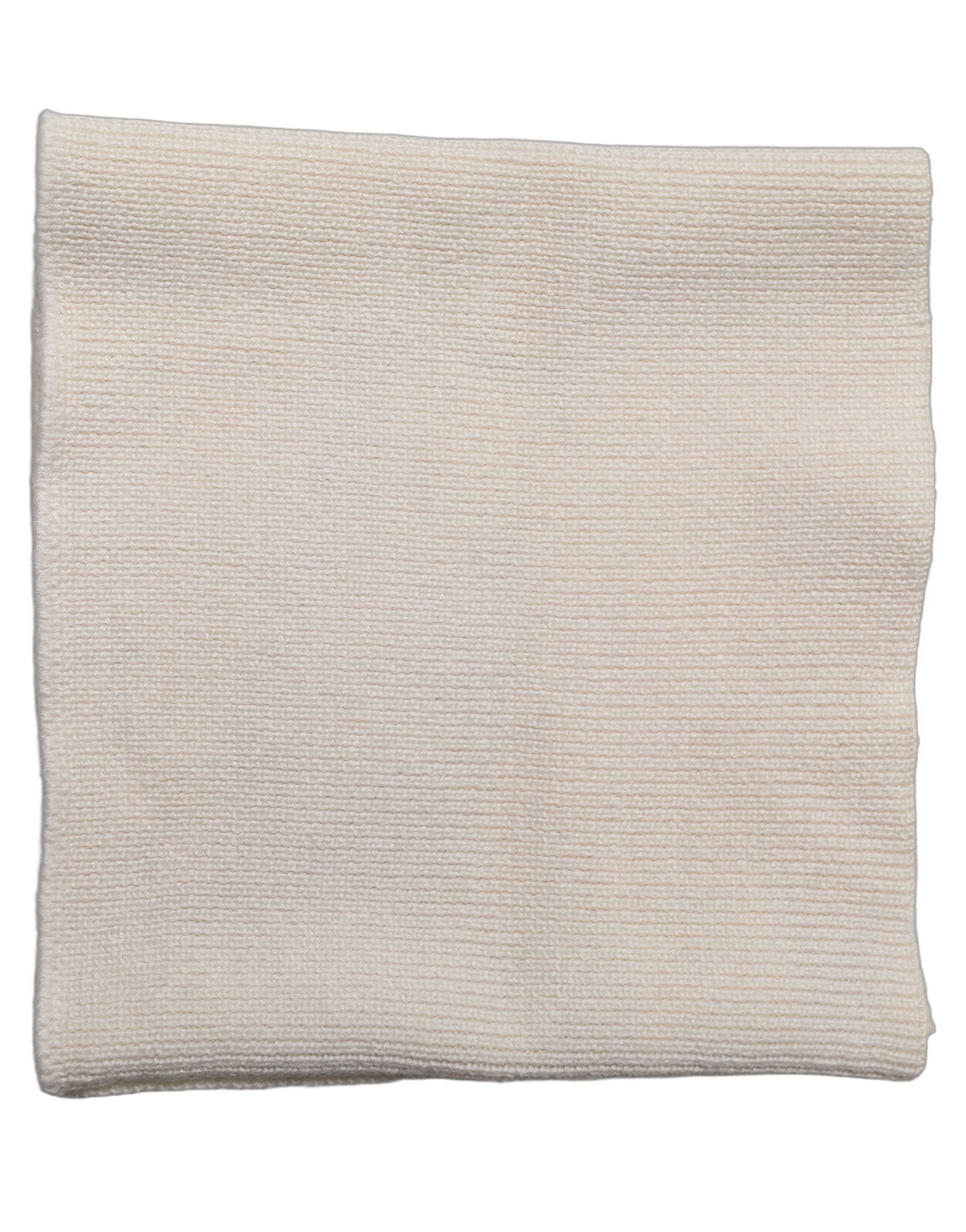 Men White Polyester Knitted Neck Warmer Scarf