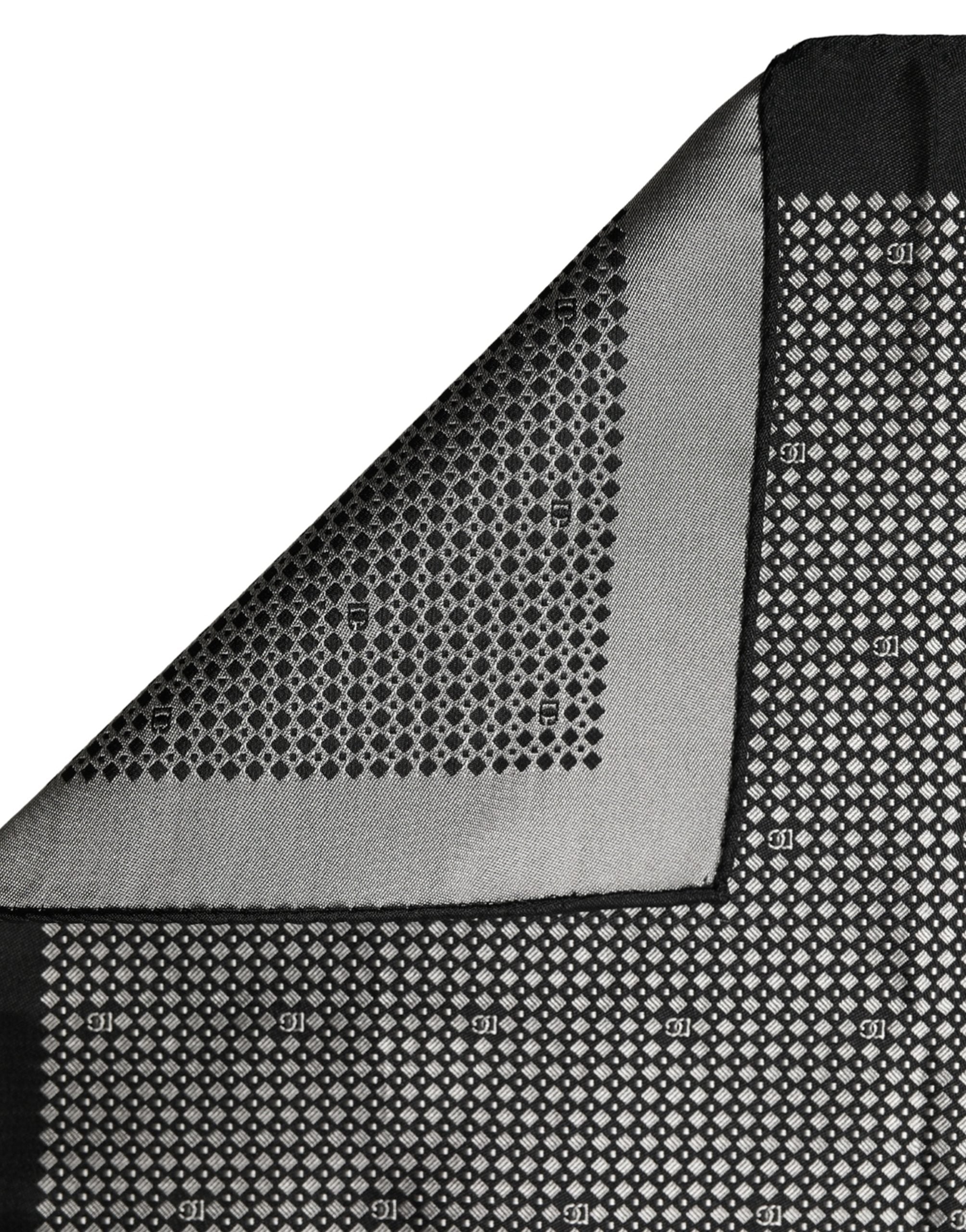 Black White Patterned Pocket Square Scarf