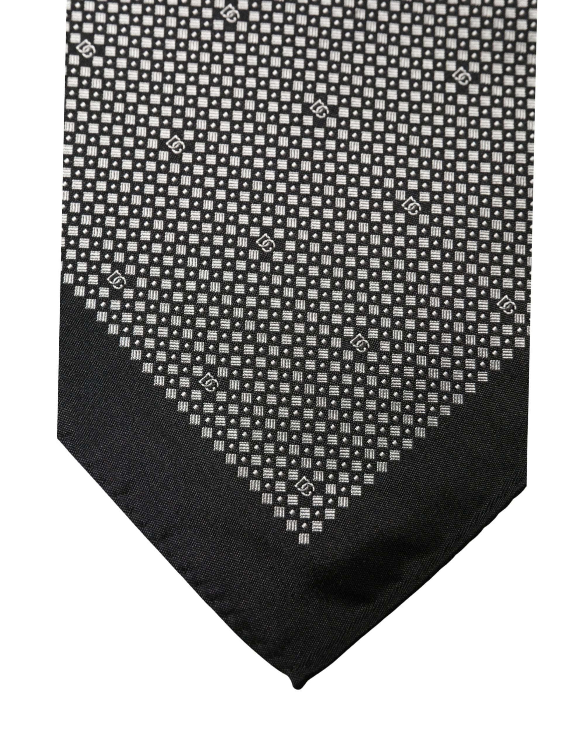 Black White Patterned Pocket Square Scarf
