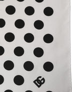 White Black Polka Dot Square Foulard Scarf