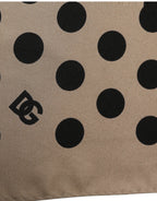 Beige Black Polka Dot Square Foulard Scarf